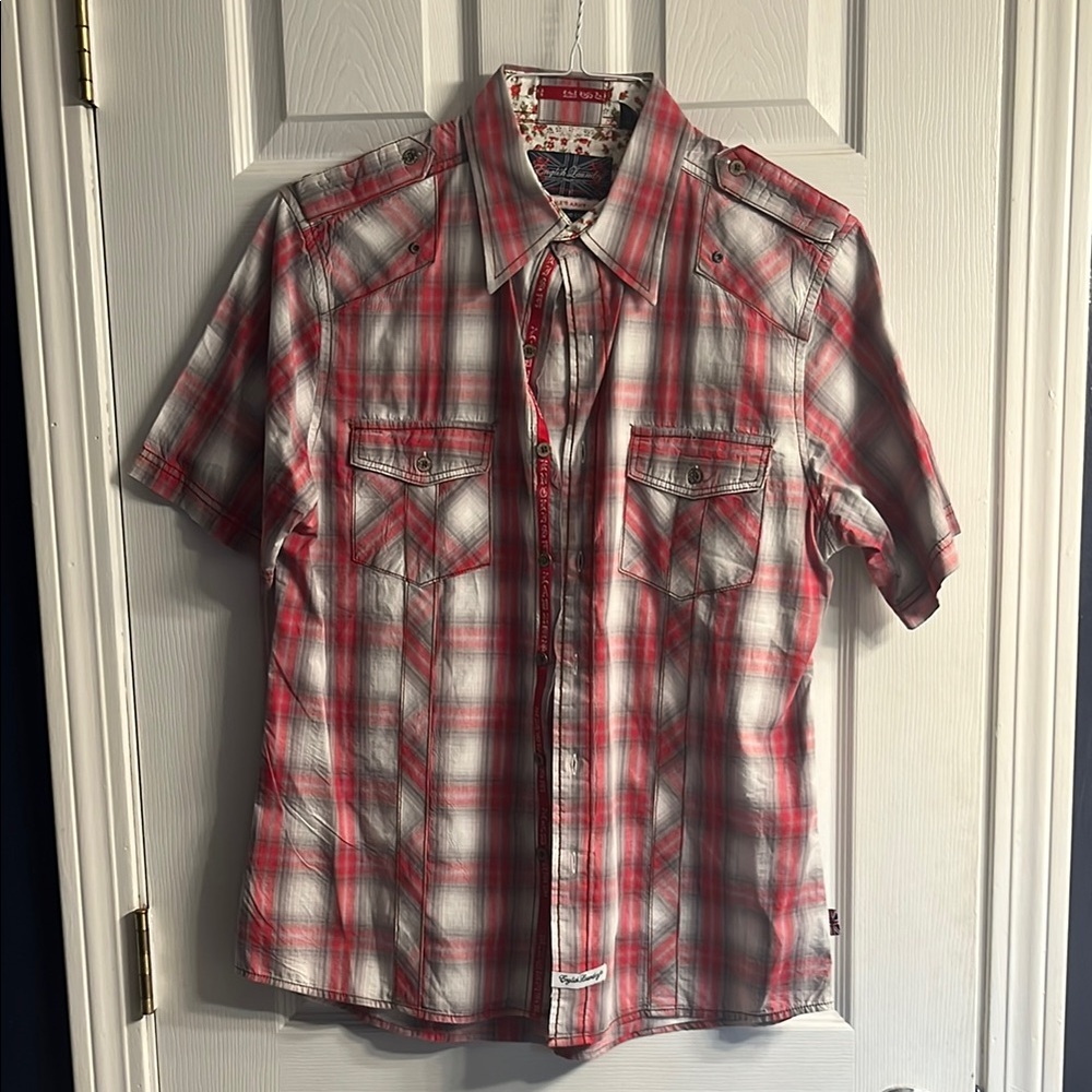 Red and White Casual Button Down Shirt